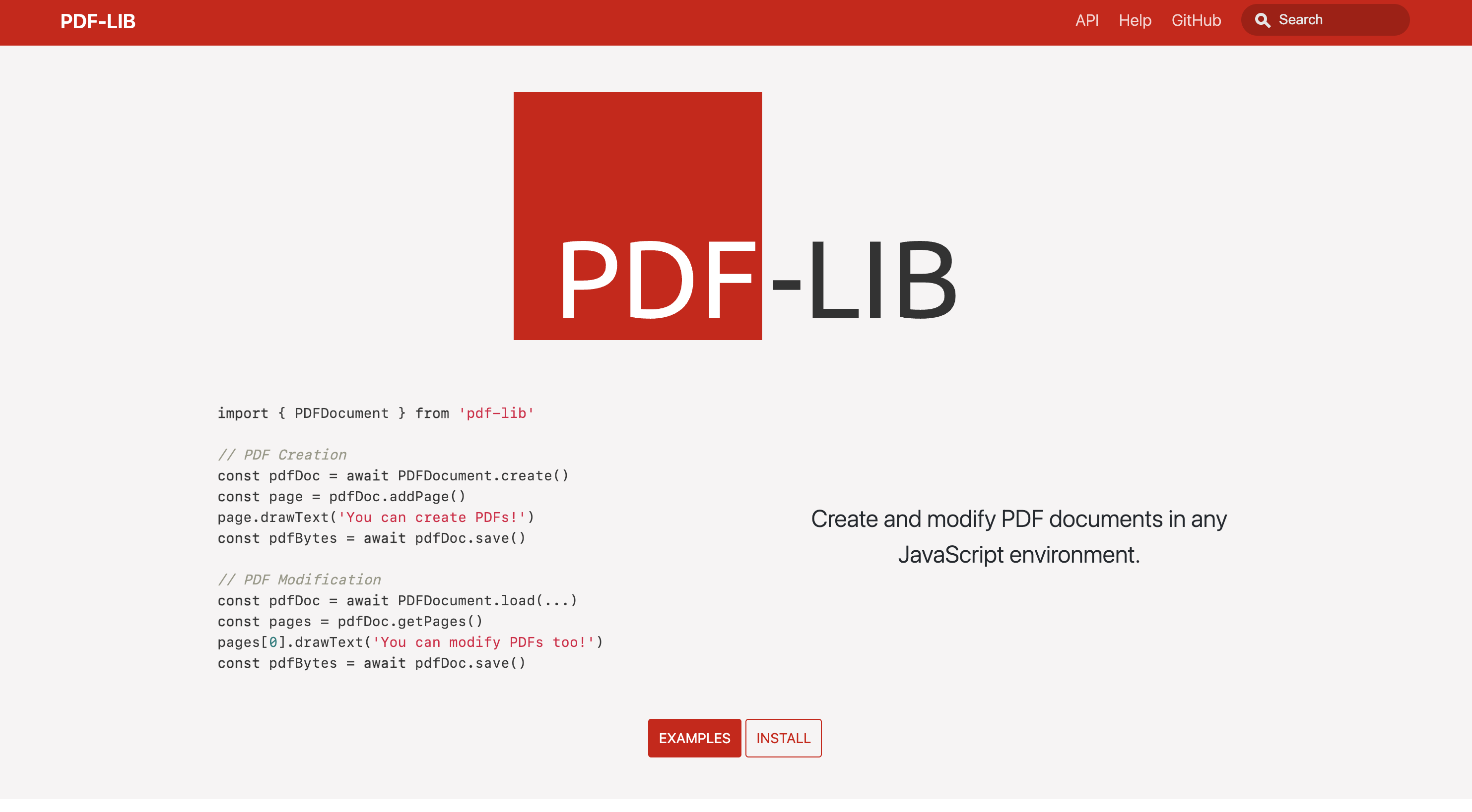 Screenshot of pdf-lib