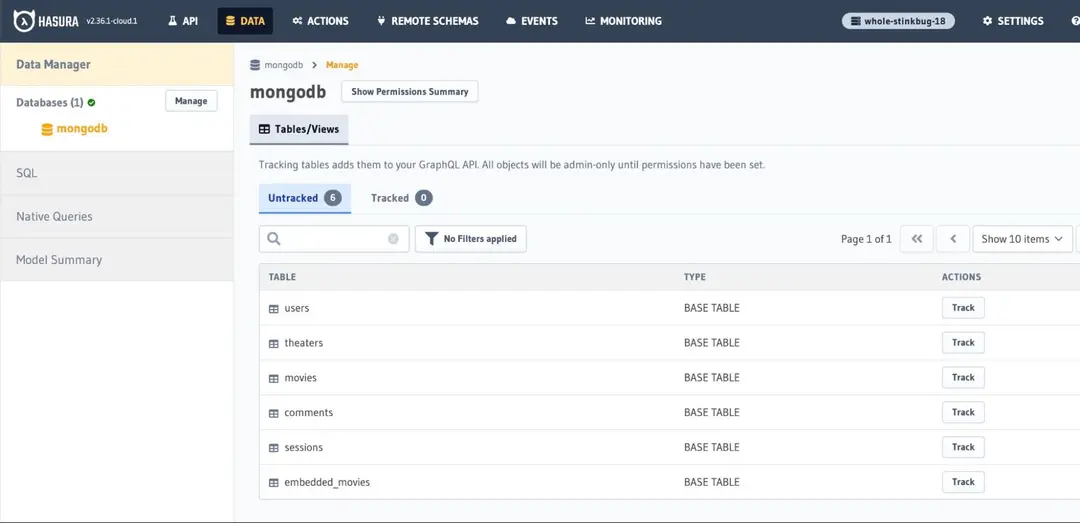 Track collections MongoDB