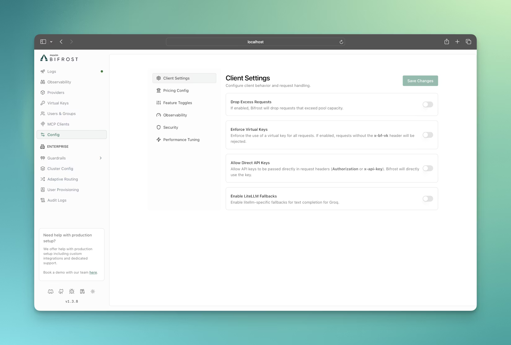 LLM閘道可觀測性、Bifrost儀錶板、AI成本監控