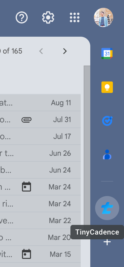 Image showing a new add-on in the Gmail sidebar
