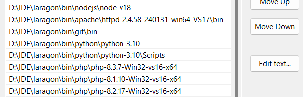 System environment variables