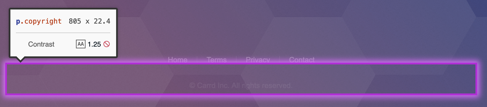 Low color contrast on copyright information