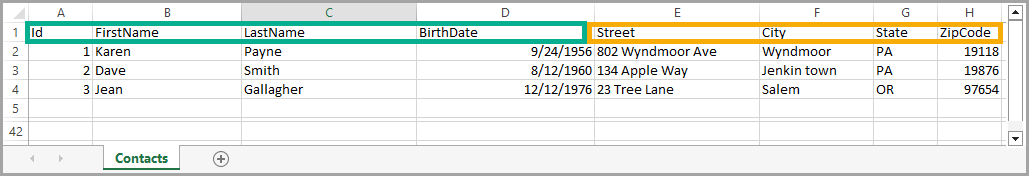 Person and address on the same line