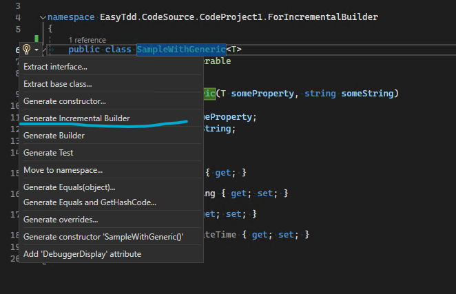 Click "Generate Incremental Builder" on Quick Action Menu