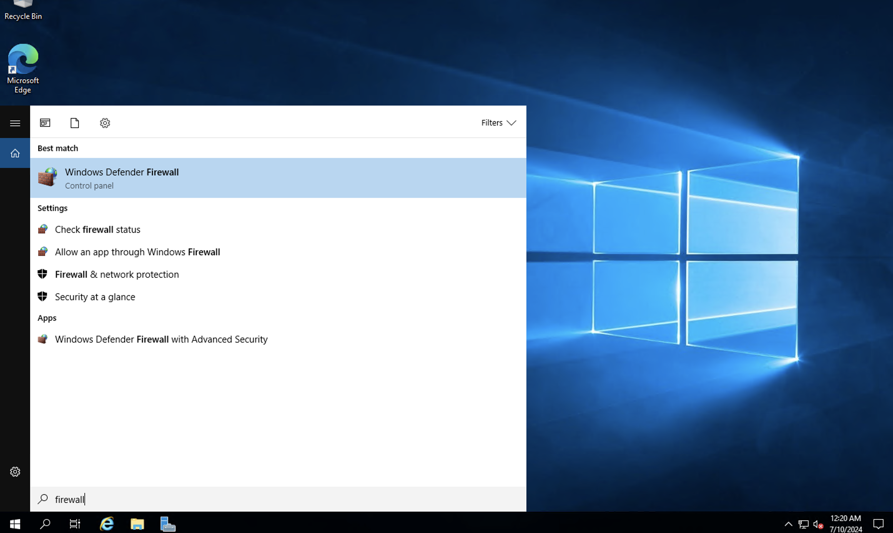 windows defender firewall