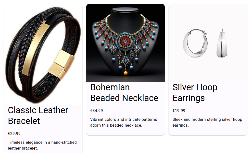 Three columns per row