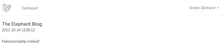 A blog post displaying a title, time it was created and its text. It's really simple-looking.