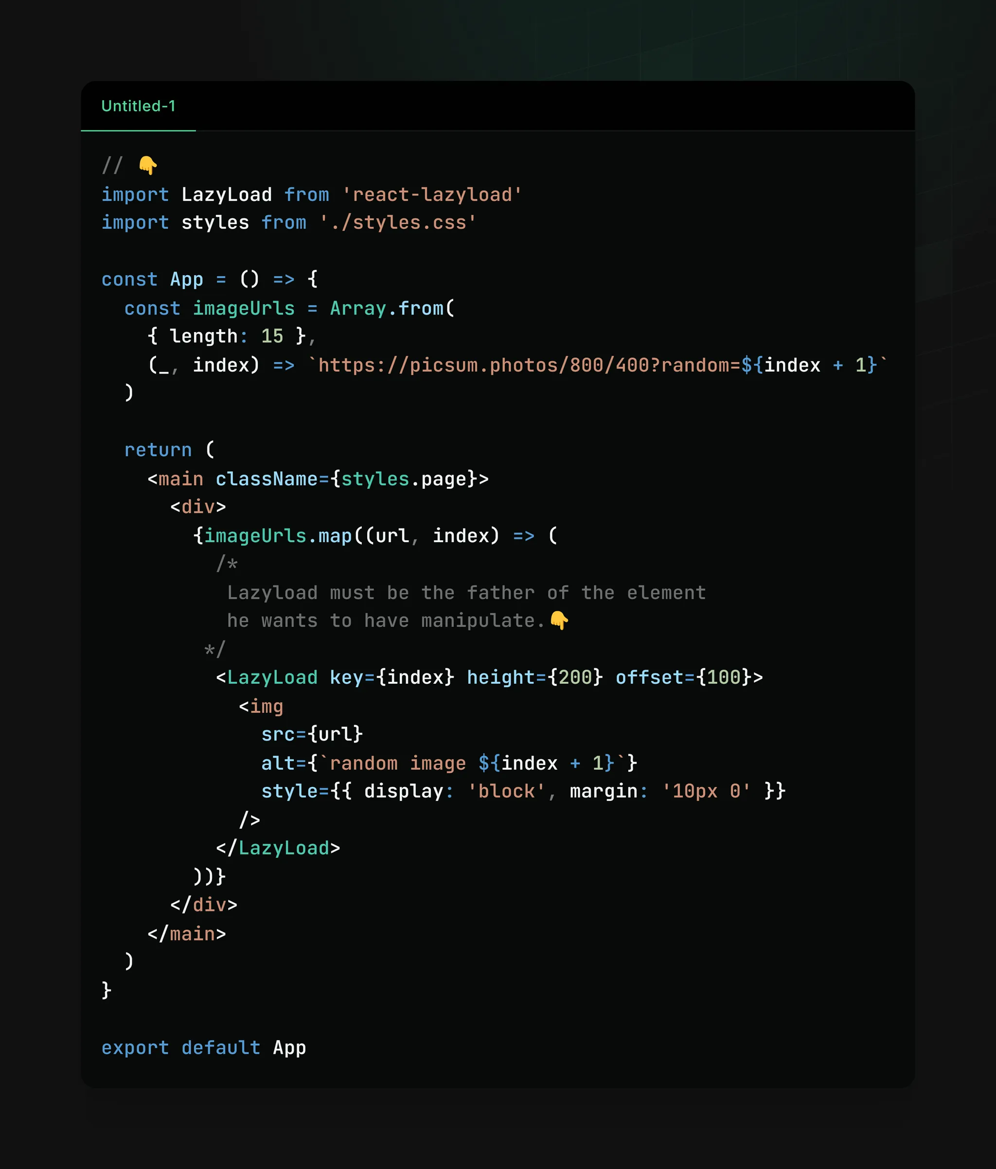 Example code next.js using react-lazyload