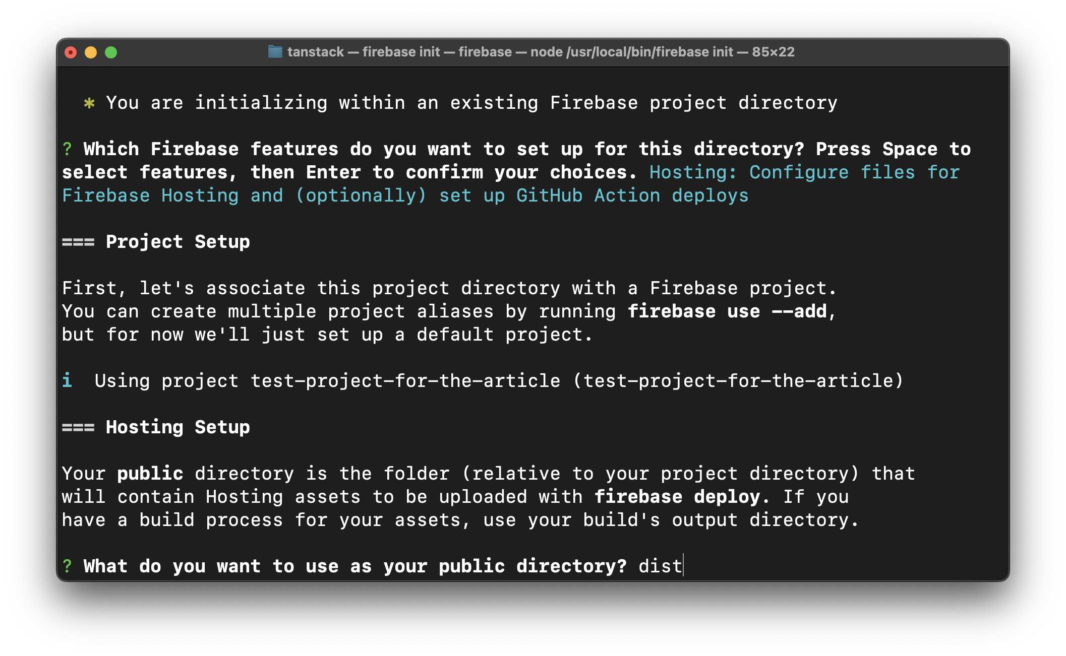 specify directory name that will be deployed to firebase hosting