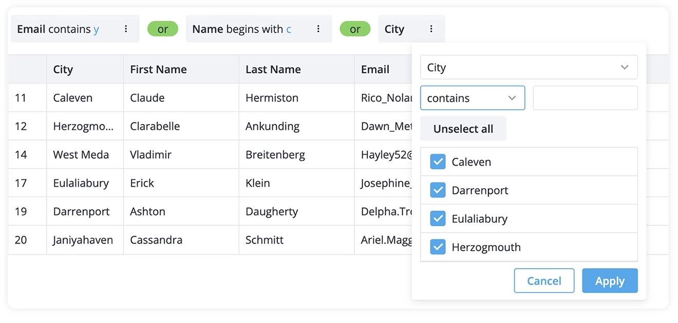 Advanced filtering in SVAR Vue DataGrid