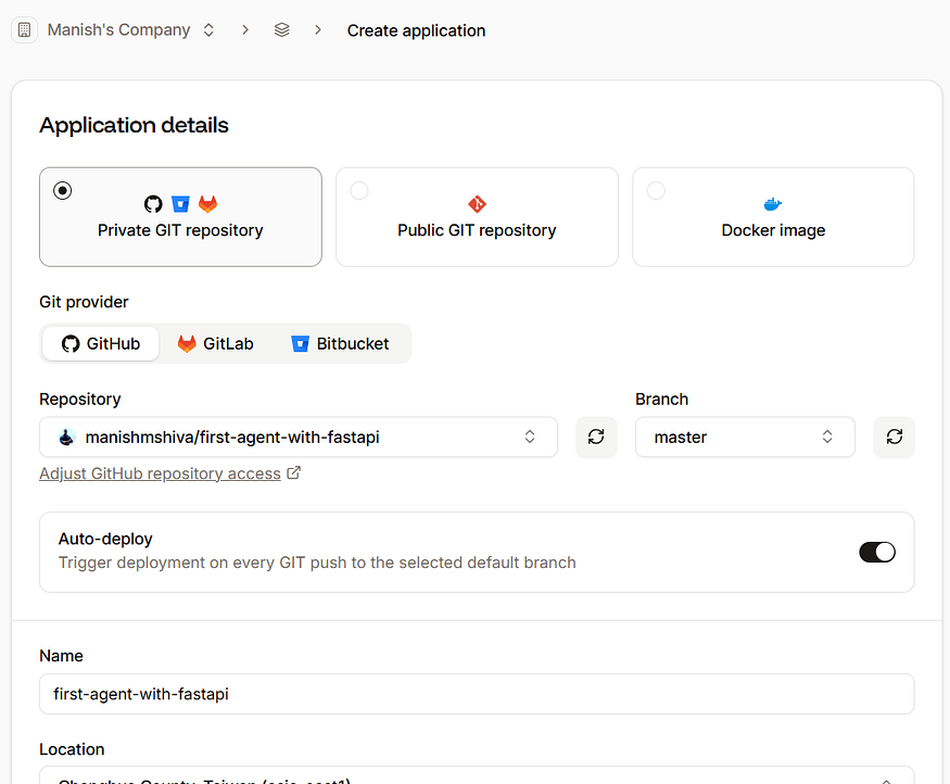 Create new application on Sevalla