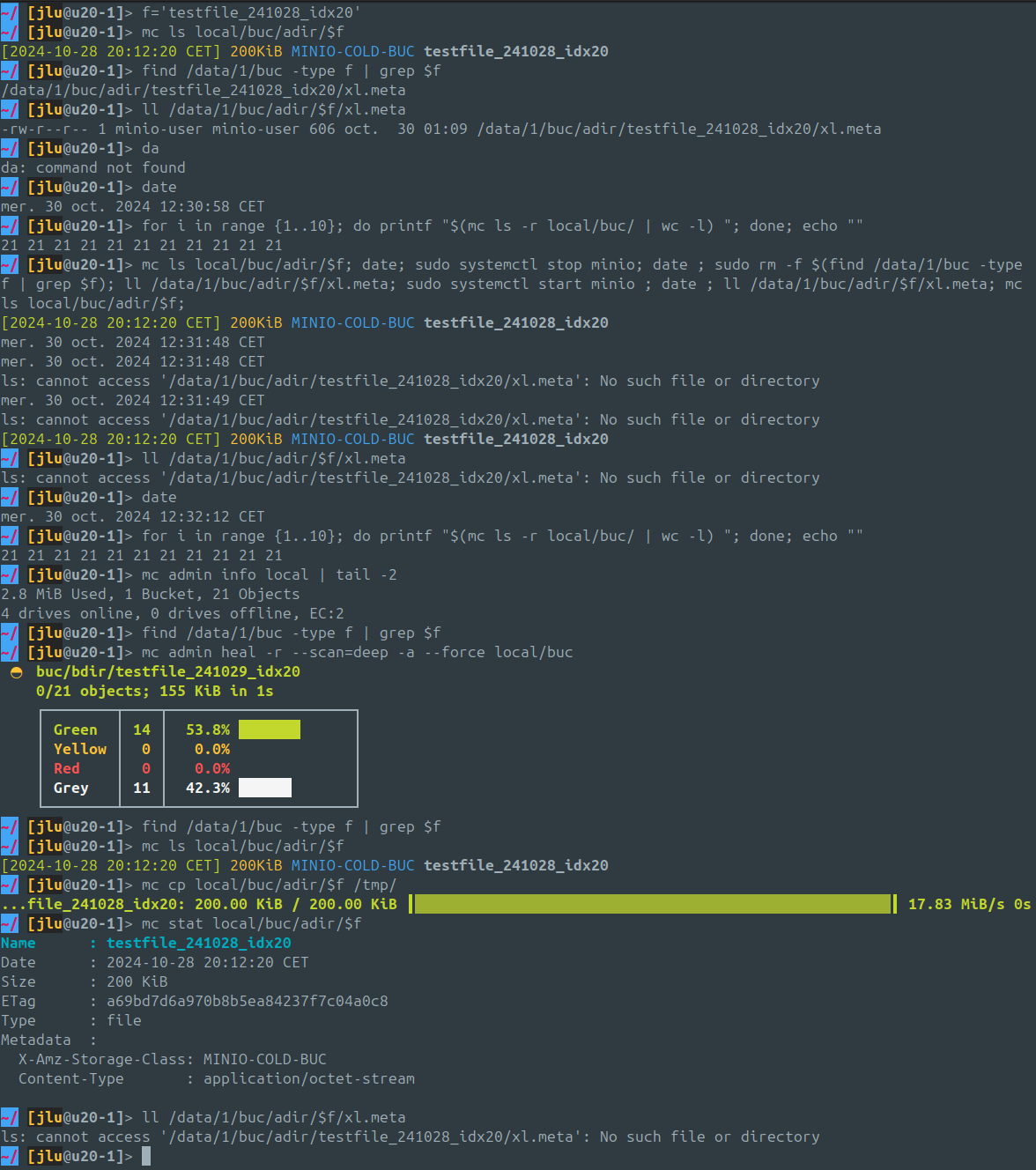 Simulate faulty drive on node u20-1