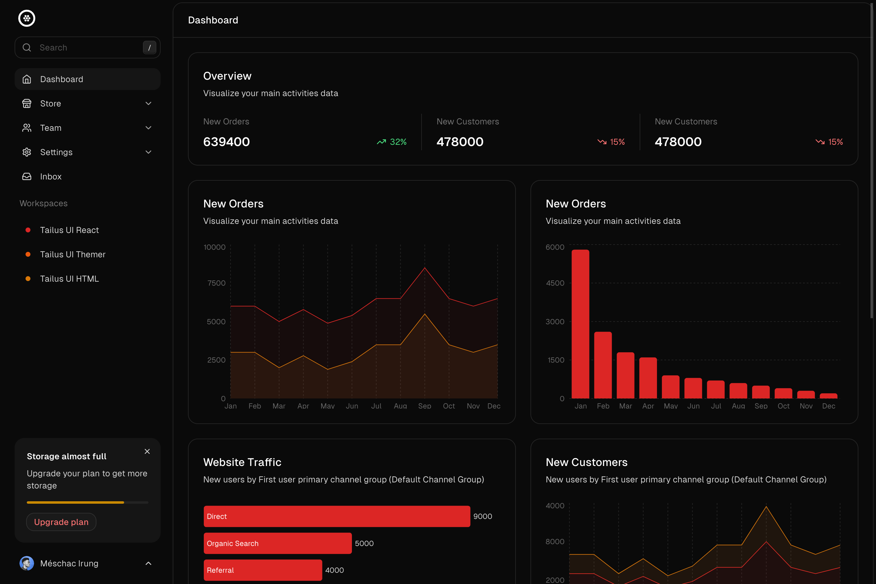 Tailus UI React custom card layout