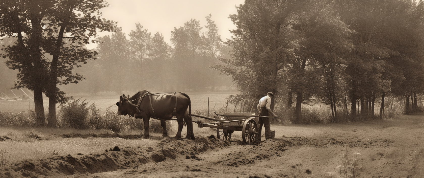 A farmer doing farm thins