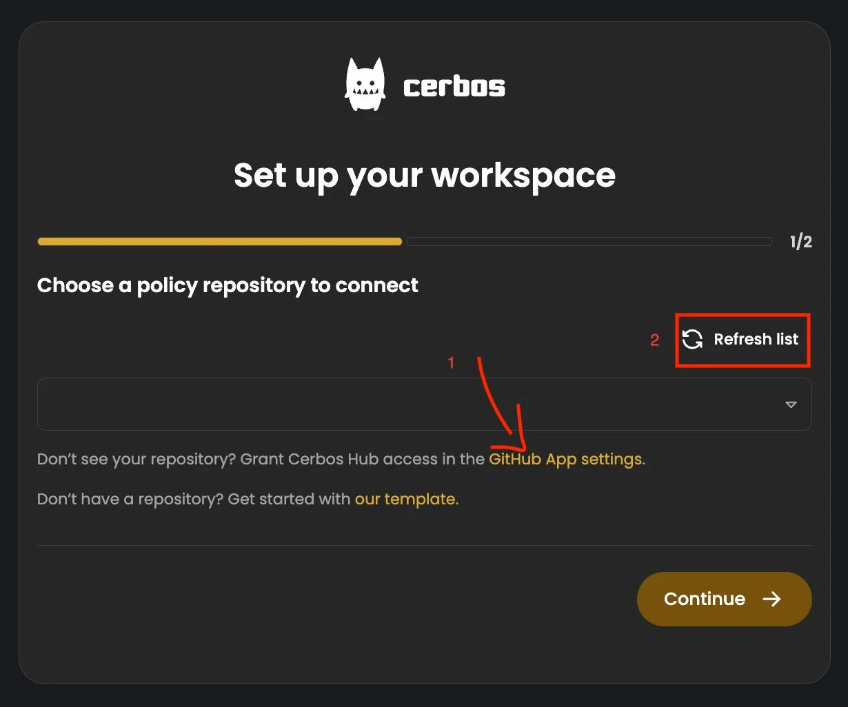 Setup workspace step 1
