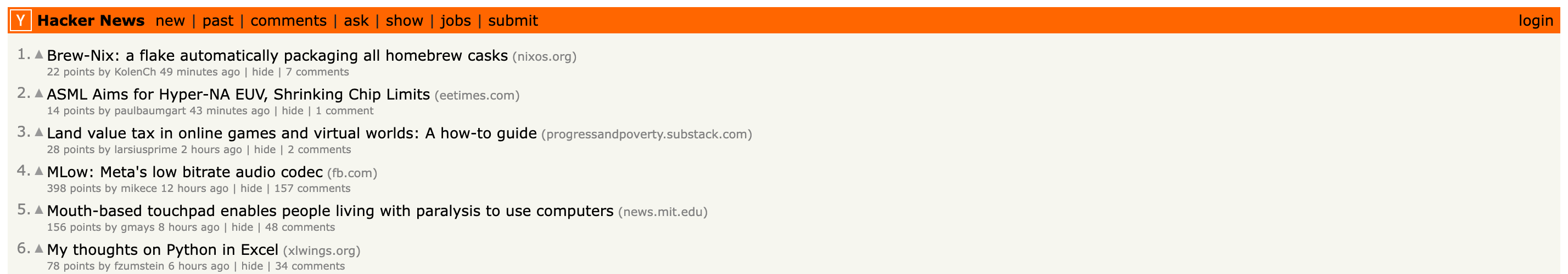 hacker news screenshot