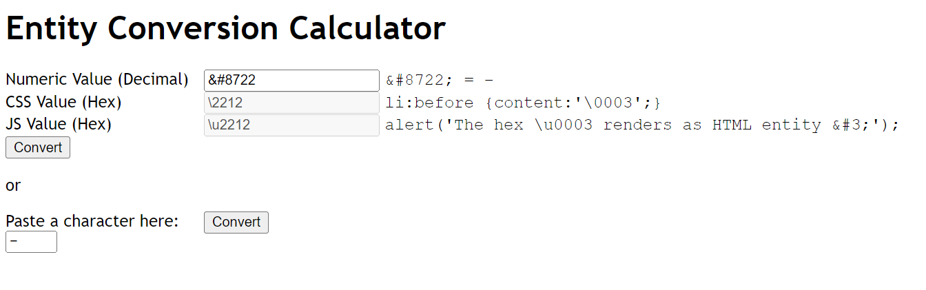 Entity conversion calculator