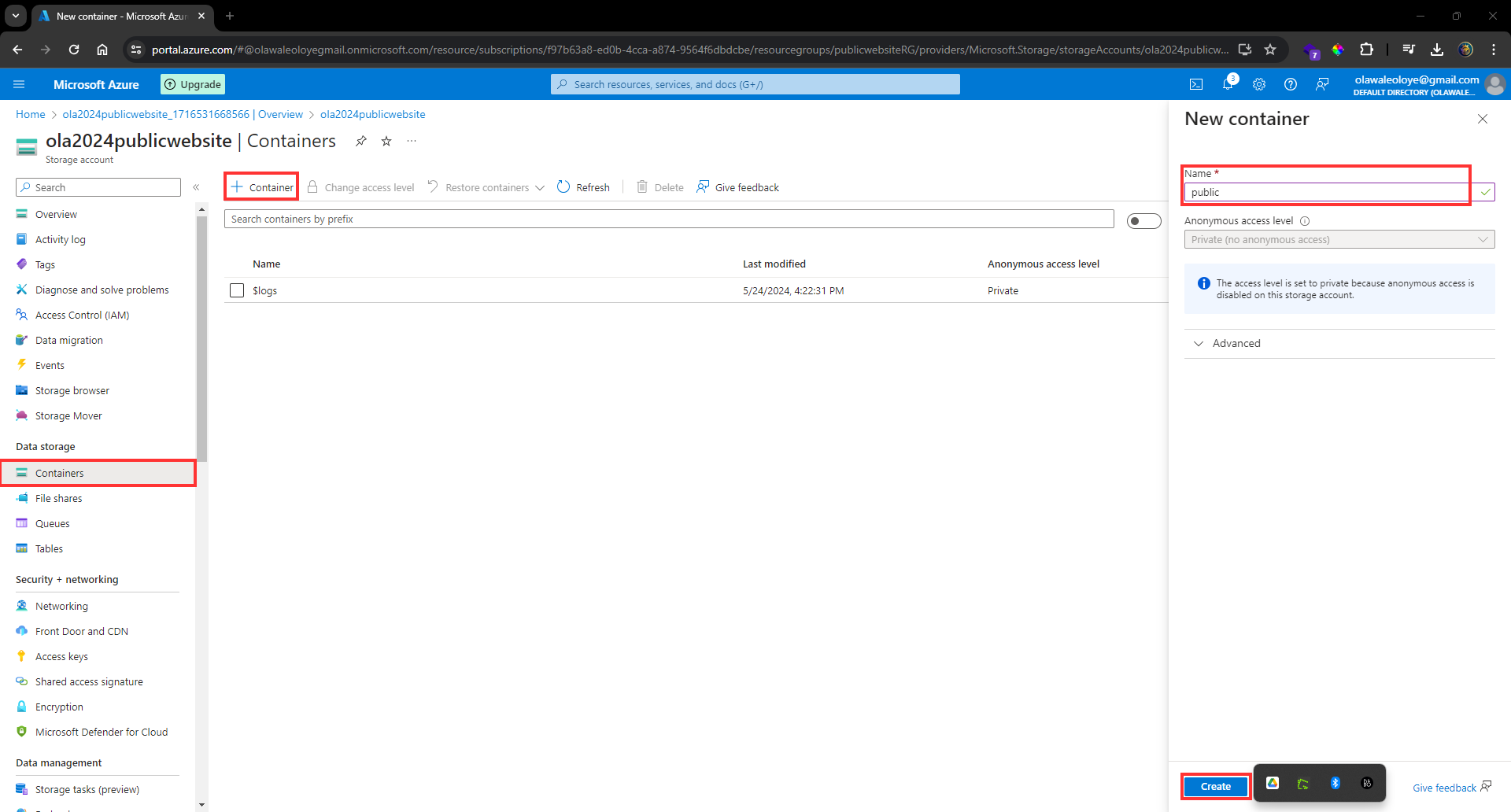 Name of the container