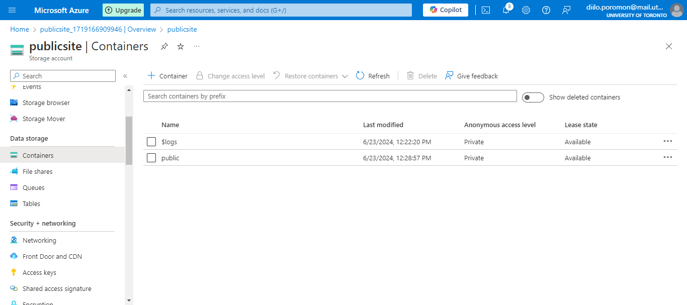 blob storage container