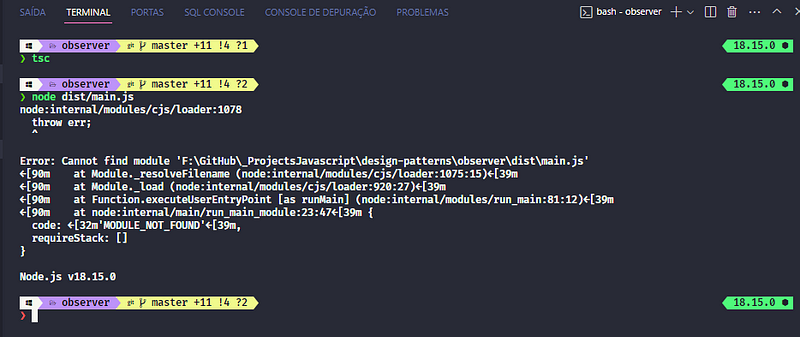 Imagem: Mensagem de erro Module Not Found