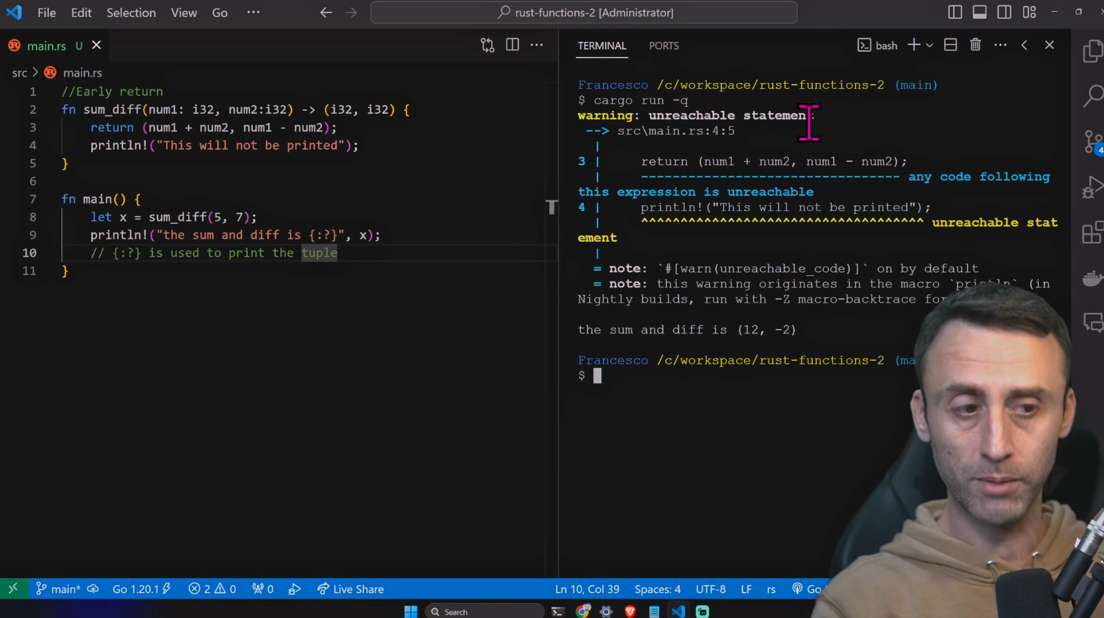 functions in Rust - Rust programming tutorial