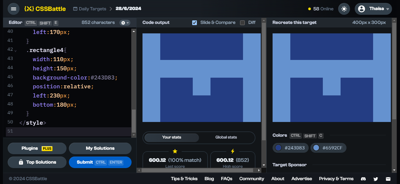 My solution for CSSBattle daily target (28/06/2024)