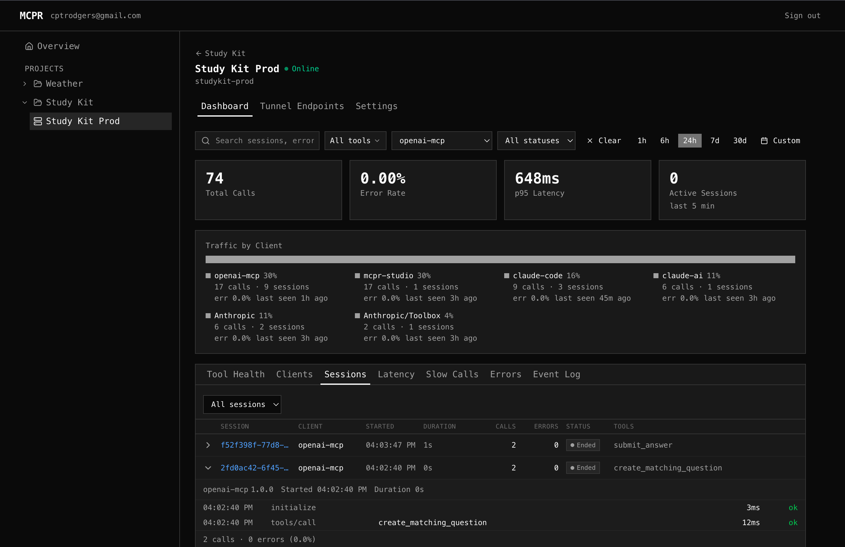 ChatGPT creates two separate MCP sessions for two tool calls