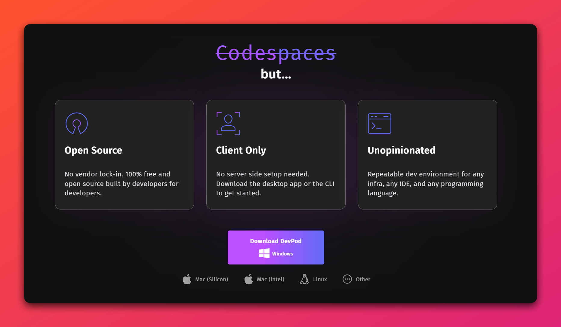 Devpod official website