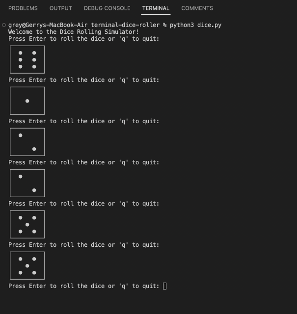 A simple python dice rolling simulator