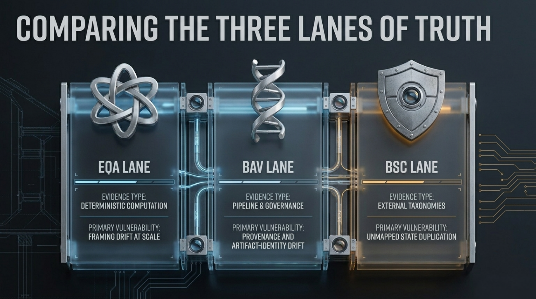 Comparing the three lanes of truth