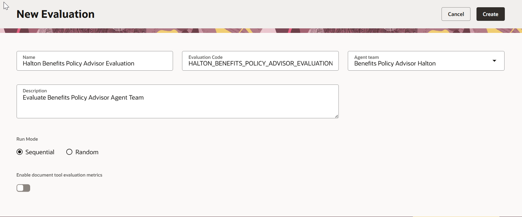 Evaluation set example