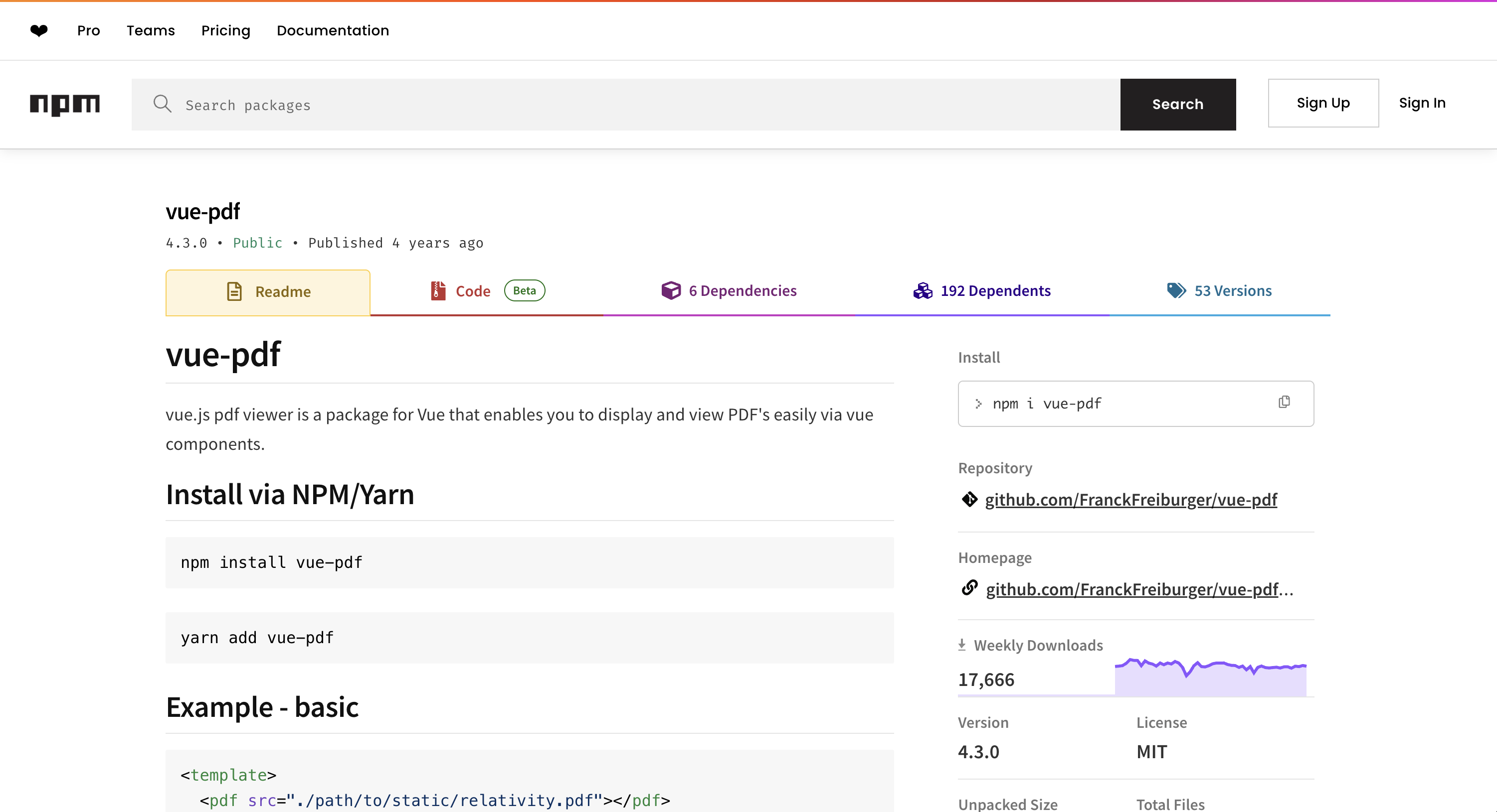 Screenshot of vue-pdf