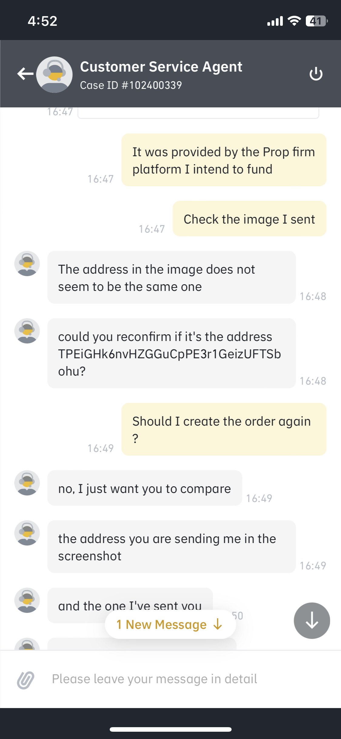Ticket opened to Binance Support