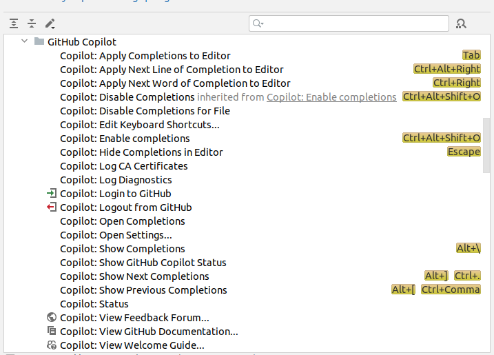 Our keymap settings for GitHub Copilot in IntelliJ IDEA
