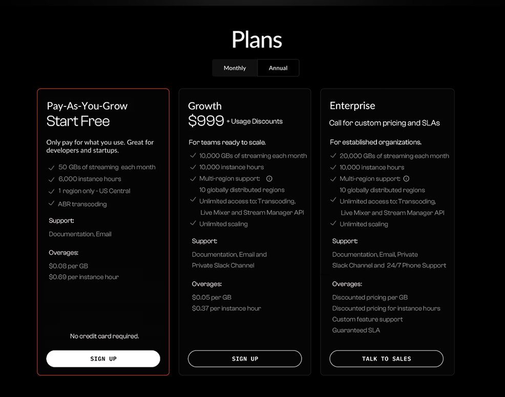 Red5 Cloud subscription plans