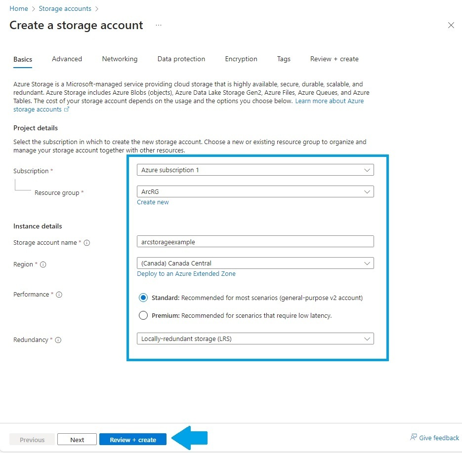 Configuring Storage Account
