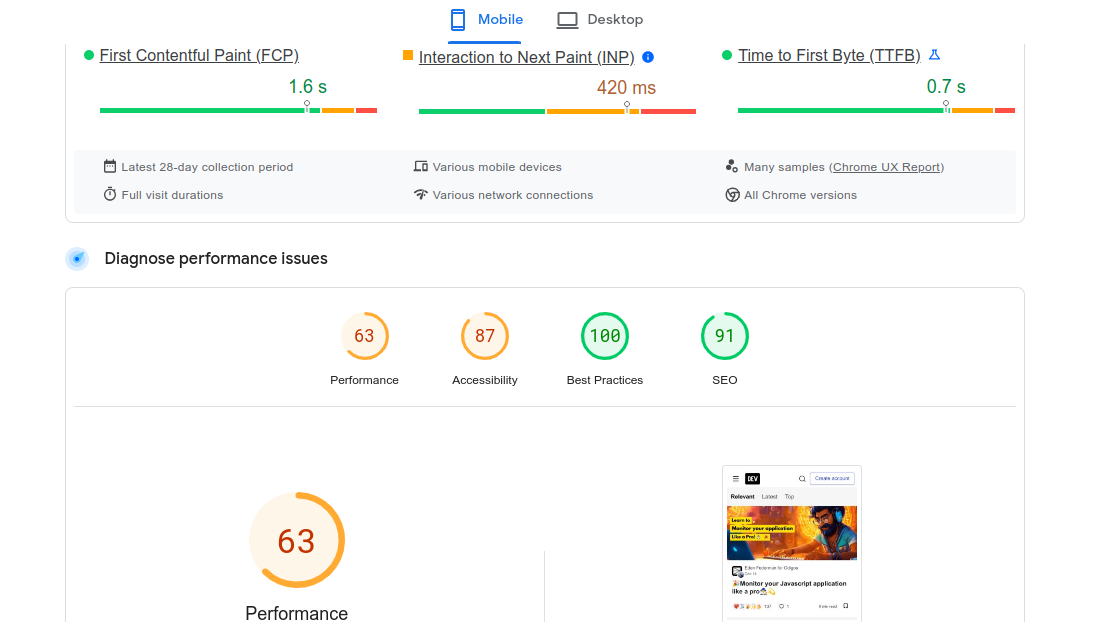 page speed