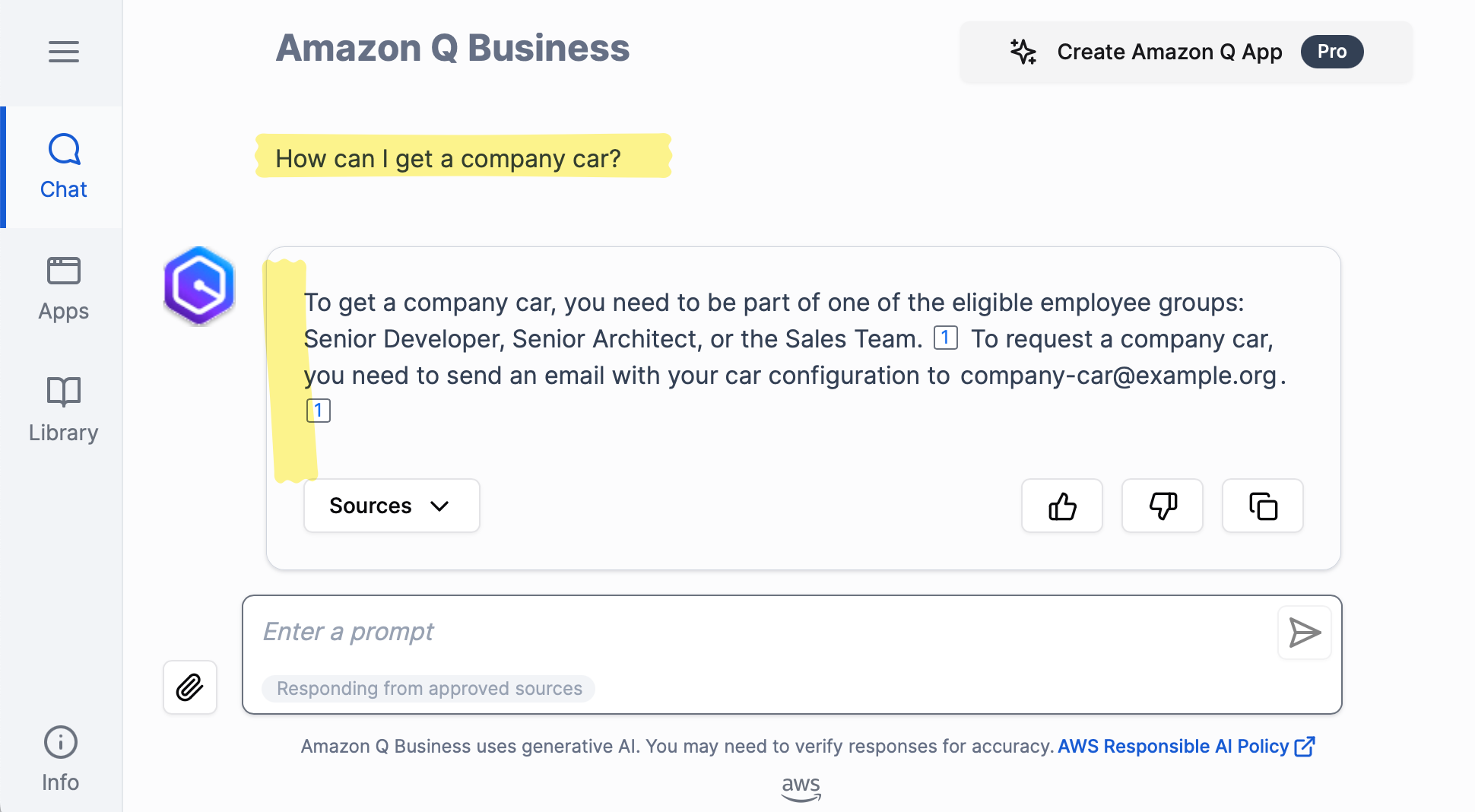Q Business shows results