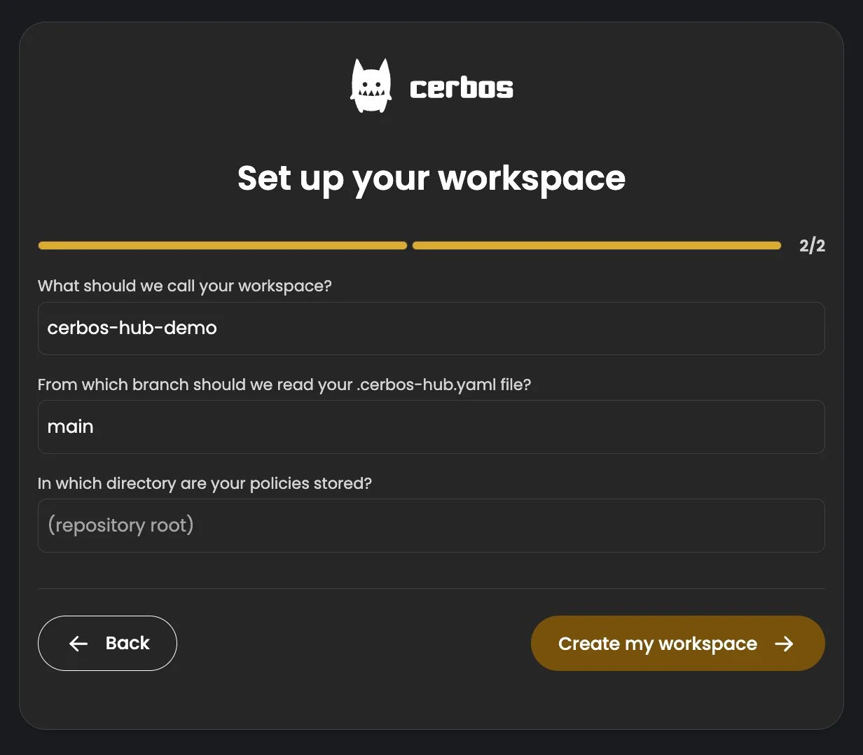 Setup workspace step 2