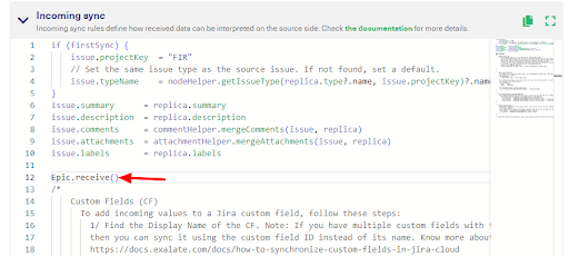 Exalate incoming sync