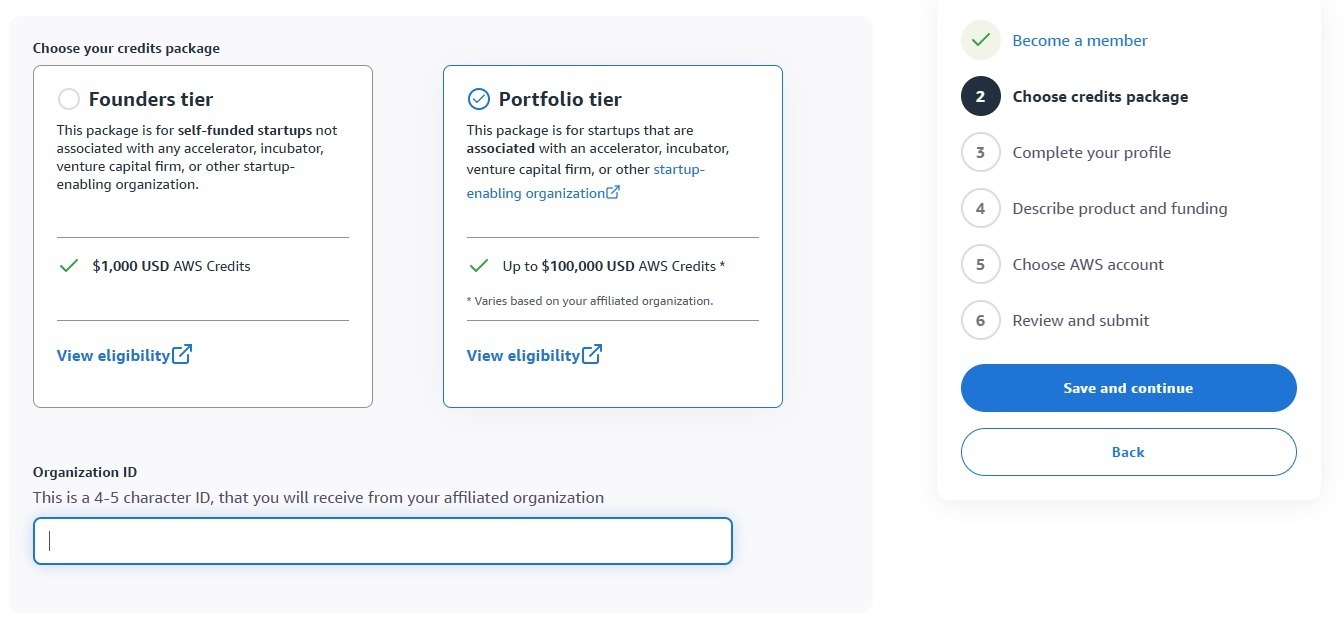 AWS Activate snapshot