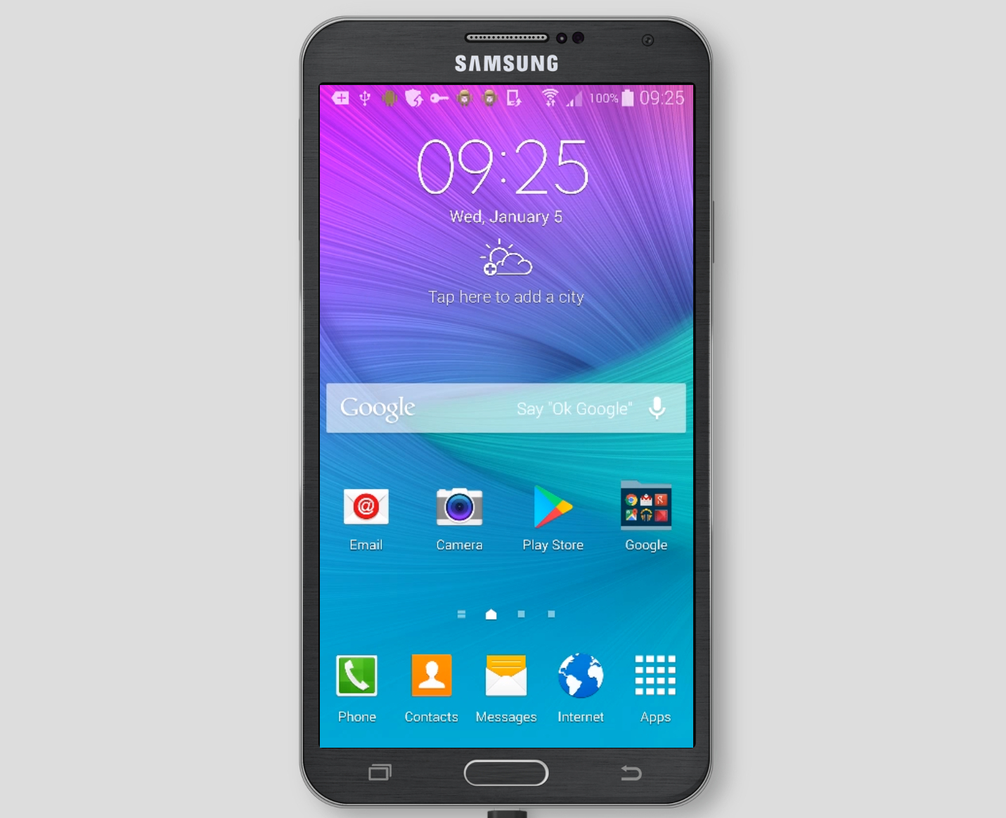 Home screen of a Samsung Galaxy Note 4 from 2014