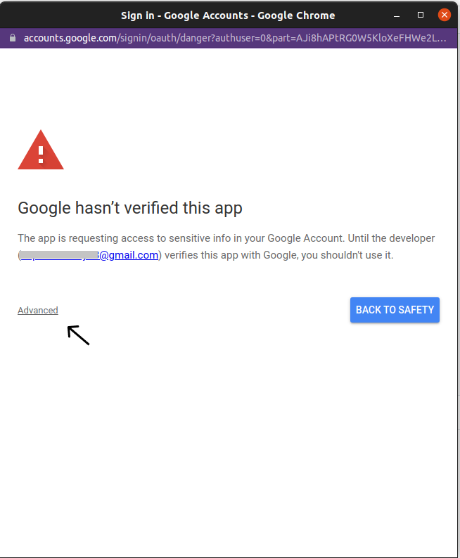 Google permission dialog