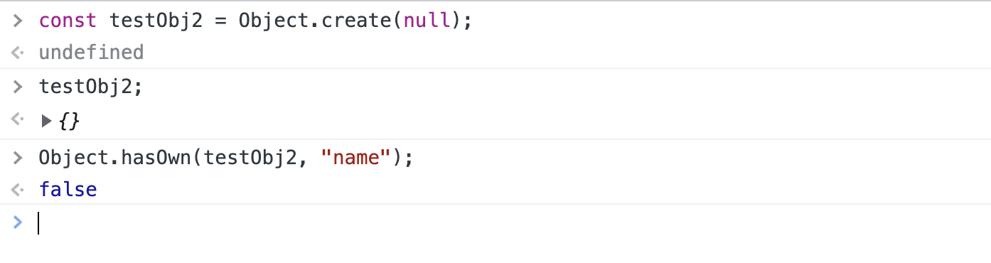Successful use of `hasOwn` method on object created by Object.create(null)