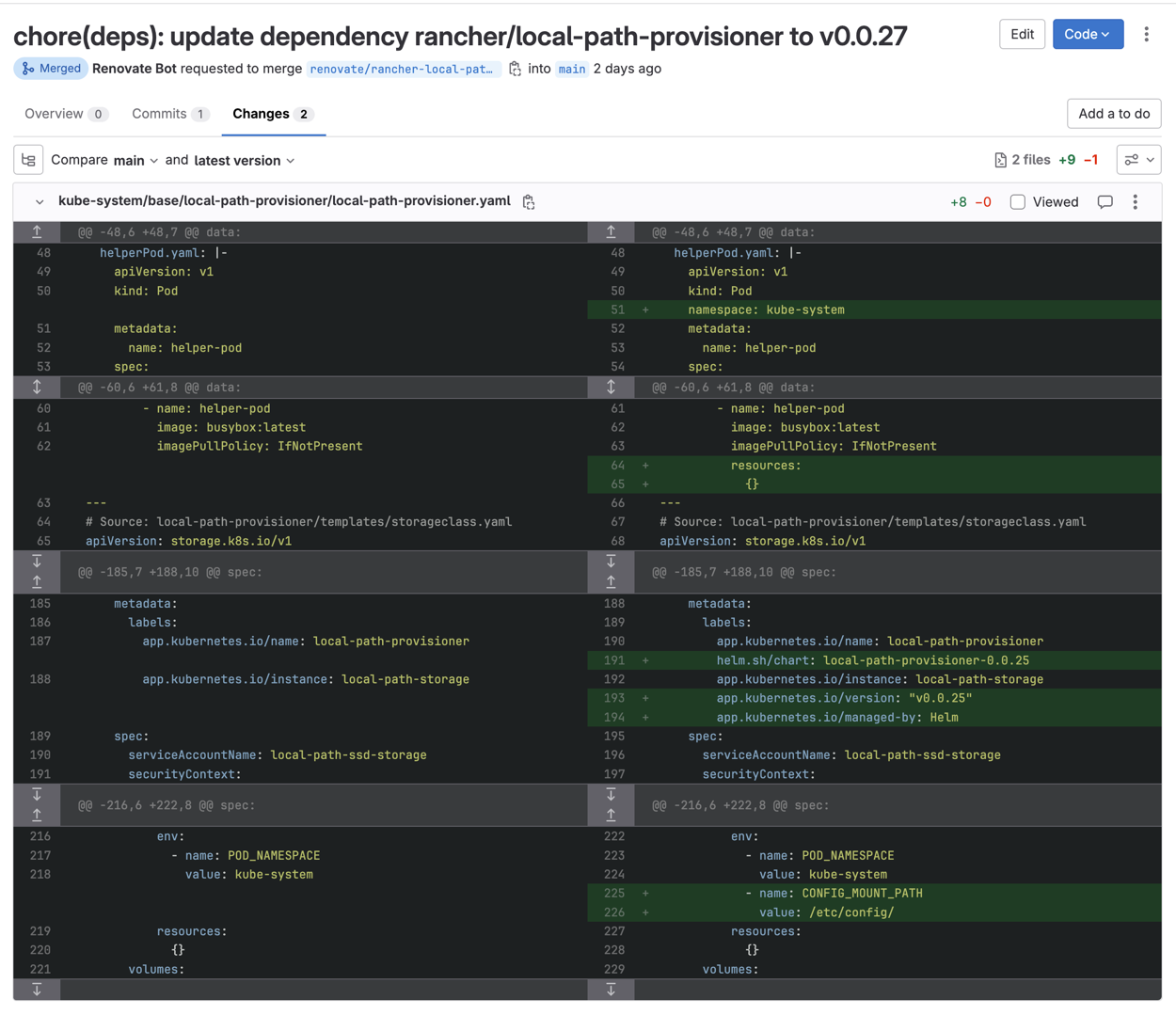 rancher/local-path-provisioner to v0.0.27 diff view