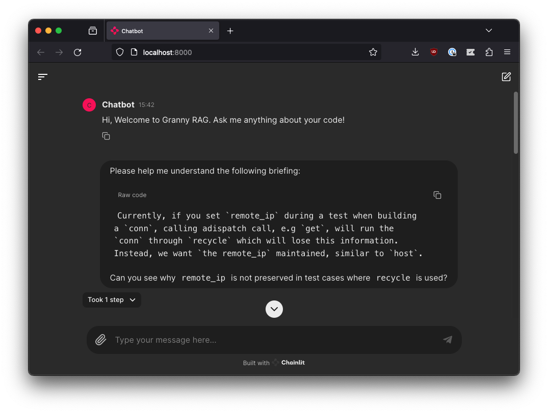 Screnshot of briefing question