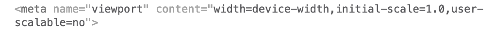The meta data viewport shows an attribute user-scalable with the value 0.
