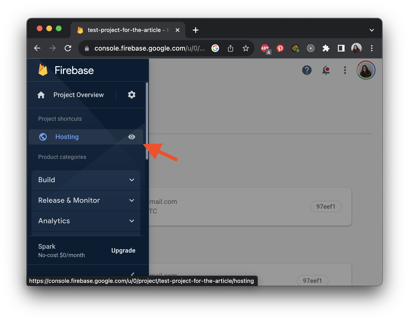 services that are used in the project on firebase