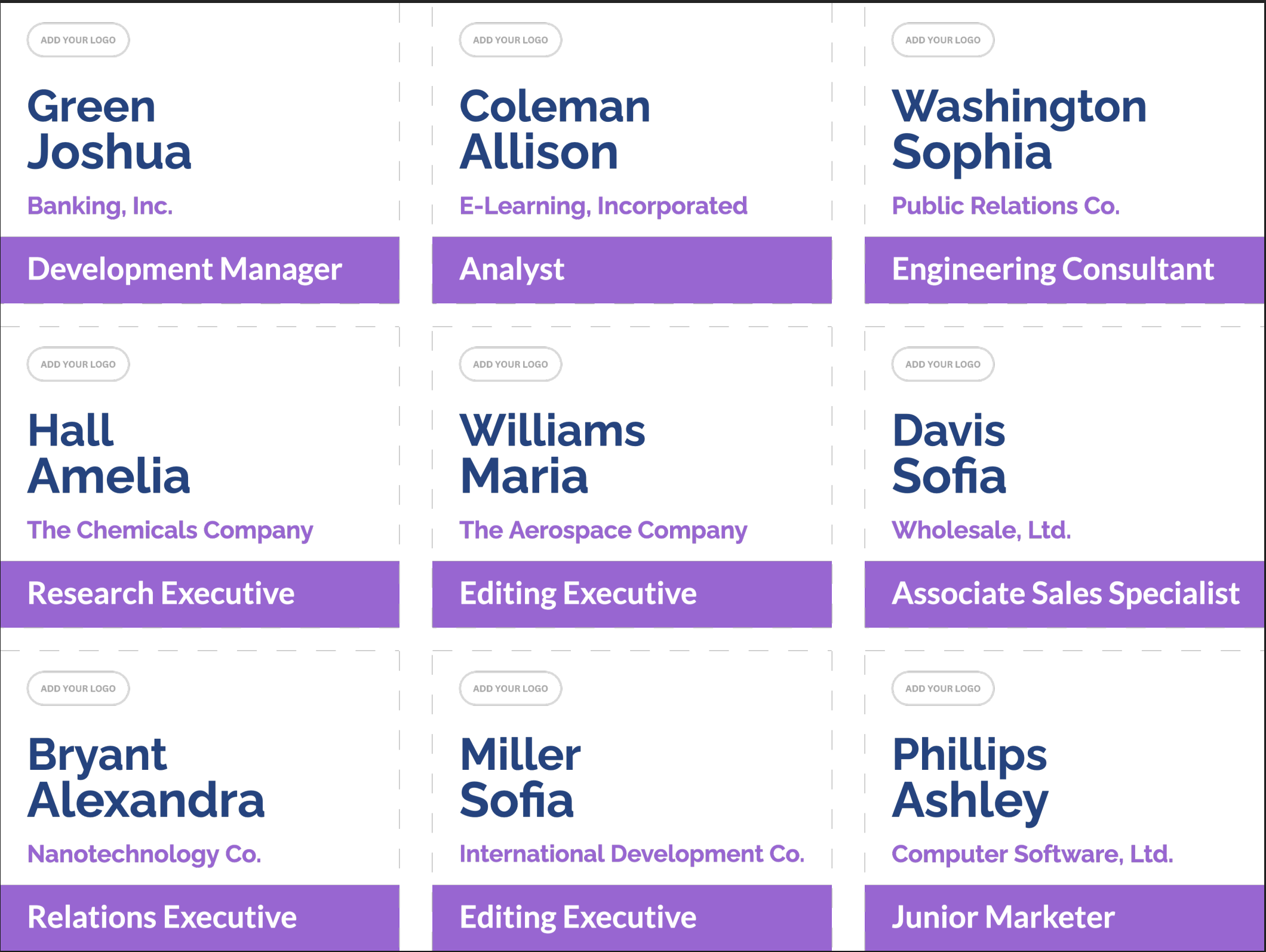 BadgeFlow badges PDF example - Ready-to-print PDF name badges from a spreadsheet
