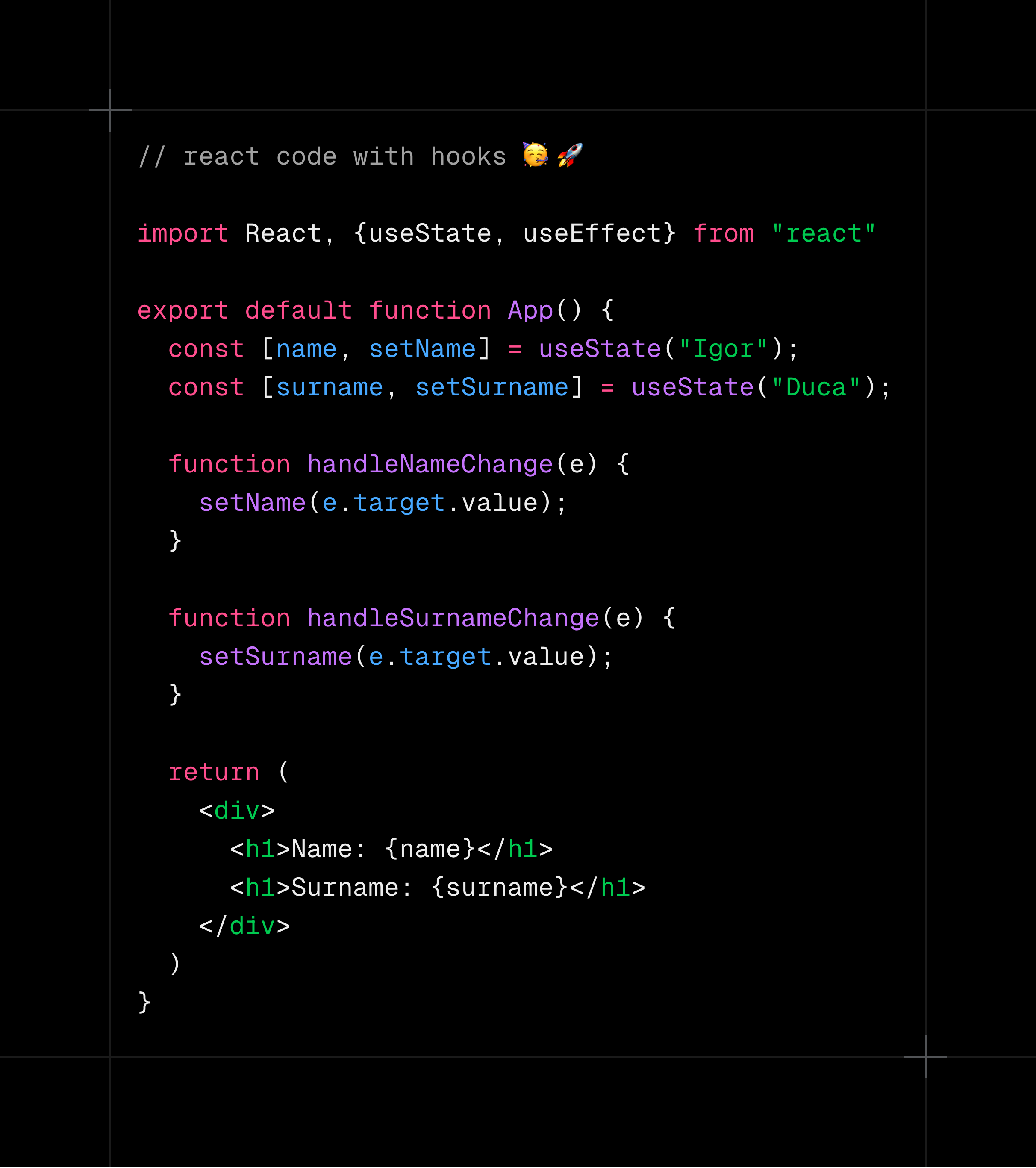 react component with hooks